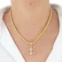 Colar Feminino E Pingente Ancora Strass Folheado A Ouro 18k
