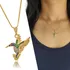 Colar Feminino Lindo Delicado Beija Flor Cravejado Folheado