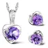 Colar Feminino Prata Folheado Ametista Pedra Roxa + Brincos Cor Prateado