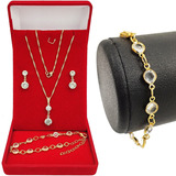 Colar Feminino Pulseira Brincos