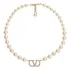 Colar Folheado Ouro Amarelo Vlogo Pérolas Cravejado