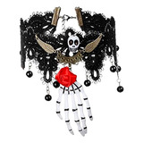 Colar Gargantilha Festa Caveira Halloween Fantasia Morcegos