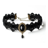 Colar Gargantilha Preto Medalhao