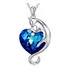 Colar Gatinho Prata Coração Cristal Azul Feminino Cute Cat Cor Prateado