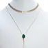 Colar Gravata Choker Escama Pedra Verde Folheado Ouro 18k
