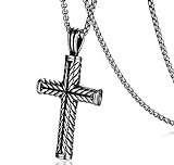 Colar Masculino Corrente Aço Inox + Pingente Cruz Crucifixo Cordão 60cm