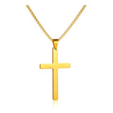 Colar Masculino Simples Com Cruz Banhada A Ouro 18k