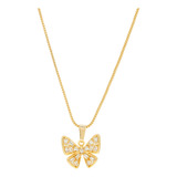 Colar Pingente Borboleta Com