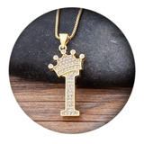 Colar Pingente Dourado Strass