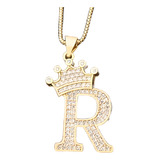 Colar Pingente Dourado Strass