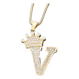 Colar Pingente Dourado Strass
