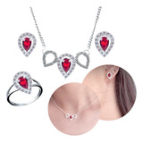 Colar Pingente Fixo/brincos/anel Gota Verme Prata 925 R 1370