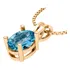 Colar Pingente Oval Prata 925 Dourada 18k - Topázio Azul