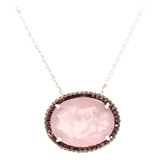 Colar Pingente Oval Rosa
