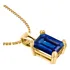 Colar Pingente Retangular Safira Azul- Prata 925 Dourada 18k