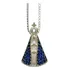 Colar Prata 925 Nossa Senhora Aparecida Pingente Zircônia Cor Azul