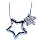Colar Prateado Strass Estrela