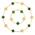 Colar + Pulseira Trevo Folheado Ouro 18k Cristal Malaquita