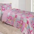 Colcha Infantil Teen Cobre Leito Solteiro 2 Peças Patchwork Cor Xadrez Rosa