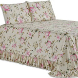 Colcha Vianelli Premium King 3 Peças Percal 400 Fios Toque Macio   Tati Avelã Floral