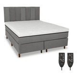 Colchão Magnético King 1 93x2 03 Hr Premium Massageador 2 Controles Energia Quântica Infra Vermelho Cama Box Cabeceira Cor Cinza