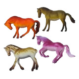 Coleção 4 Miniaturas Cavalos Selvagens Animais De Brinquedo