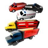 Coleção Caminhão Van Furgão Polícia Ambulância Bombeiros Toy
