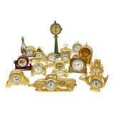 Coleção De Relógio Antigo 15 Peças Miniatura Dourados Antigo