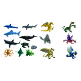 Coleção Mini Animais Fundo Do Mar E Dragões Antigos Borracha