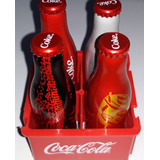 Coleção Miniaturas 4un Garrafas E 1un Engradado Coca-cola 