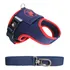 Coleira Peitoral Com Guia E Regulagem Para Cachorro Cor Marinho Com Vermelho Colete Tamanho 3 Pet Finess