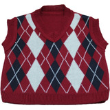 Colete Bebe Tricot Escoces Vermelho