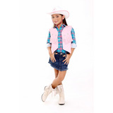 Colete Cowboy Menina Infantil Fantasia Country Feminna Roupa