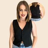 Colete Feminino Alfaiataria Decote
