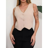Coletinho Curto Social Alfaiataria Colete Feminino Full
