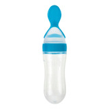 Colher Dosadora Para Bebe Silicone Bpa Free Cor Azul