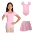 Collant Meia Manga   Saia Balé Ballet Infantil Rosa preto