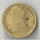 Colombia 2 Escudos 1780/79 Psf 6,6 Gramas Ouro Carimbo Rara