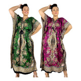 Combo 2 Vestidos Kaftan Evangelico Plus Size Estampas Lindas