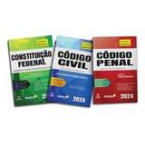 Combo 3 Livros Lei Seca Constituição, Código Civil E Código Penal