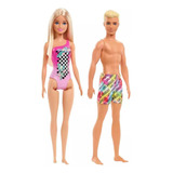 Combo Barbie Praia Com Ken Praia - Originais Mattel
