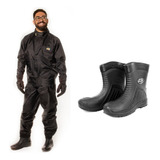 Combo Conjunto Capa De Chuva Motoqueiro Cr + Bota Cr