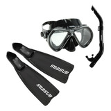 Combo Mergulho, Nadadeira Mascara E Respirador, Snorkel