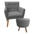 Combo Poltrona Decorativa Onix Mais Puff Redondo Suede Cinza