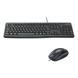 Combo Teclado E Mouse Com Fio Usb Logitech Mk120 Layout Abnt2