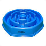 Comedor Cachorro Grande Interativo Lento Pote Ração Água Tigela Cor Azul