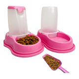 Comedouro E Bebedouro Automático Para Cães Gato Antiformigas Cor Rosa