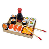 Comidinha Sushi De Brinquedo Infantil De Madeira 16 Peças