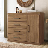 Cômoda 1 Porta 4 Gavetas 94 7 X 81 6 Cm Plus Jatoba Bf