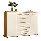 Cômoda Quarto Fontana Com 7 Gavetas E 2 Portas Carvalho/off White